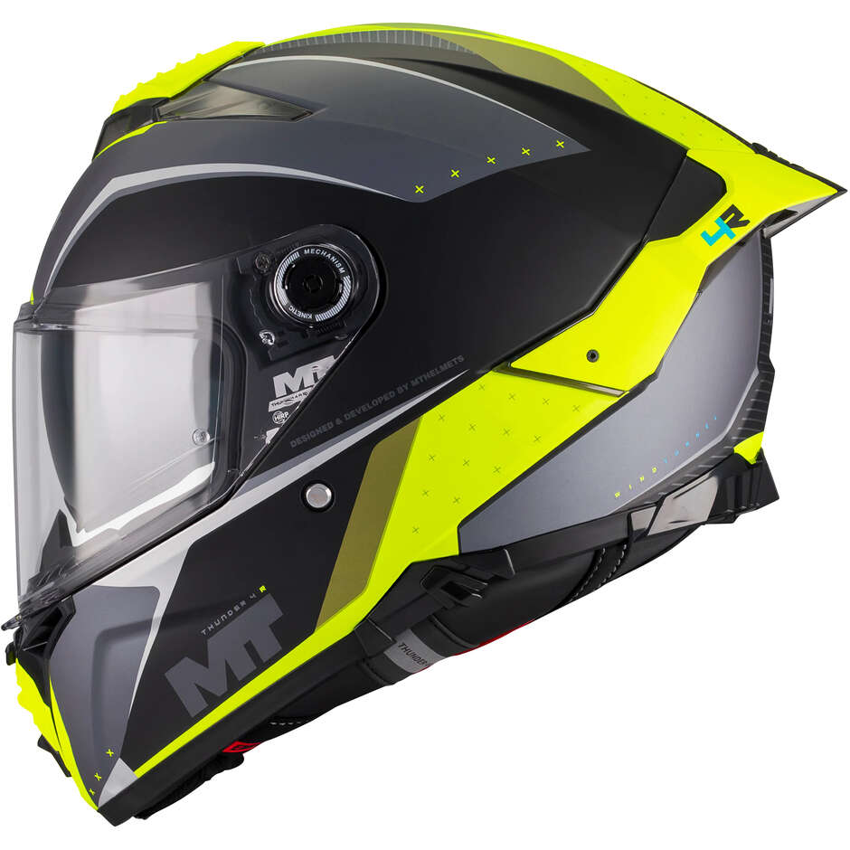 Casco Integrale MT Helmets THUNDER 4 R SV WIND TUNNEL B3 Nero Giallo Opaco