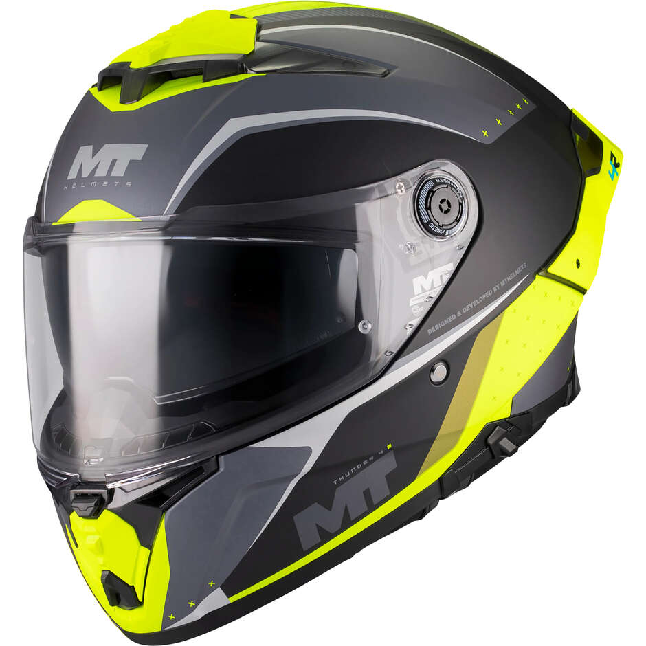 Casco Integrale MT Helmets THUNDER 4 R SV WIND TUNNEL B3 Nero Giallo Opaco