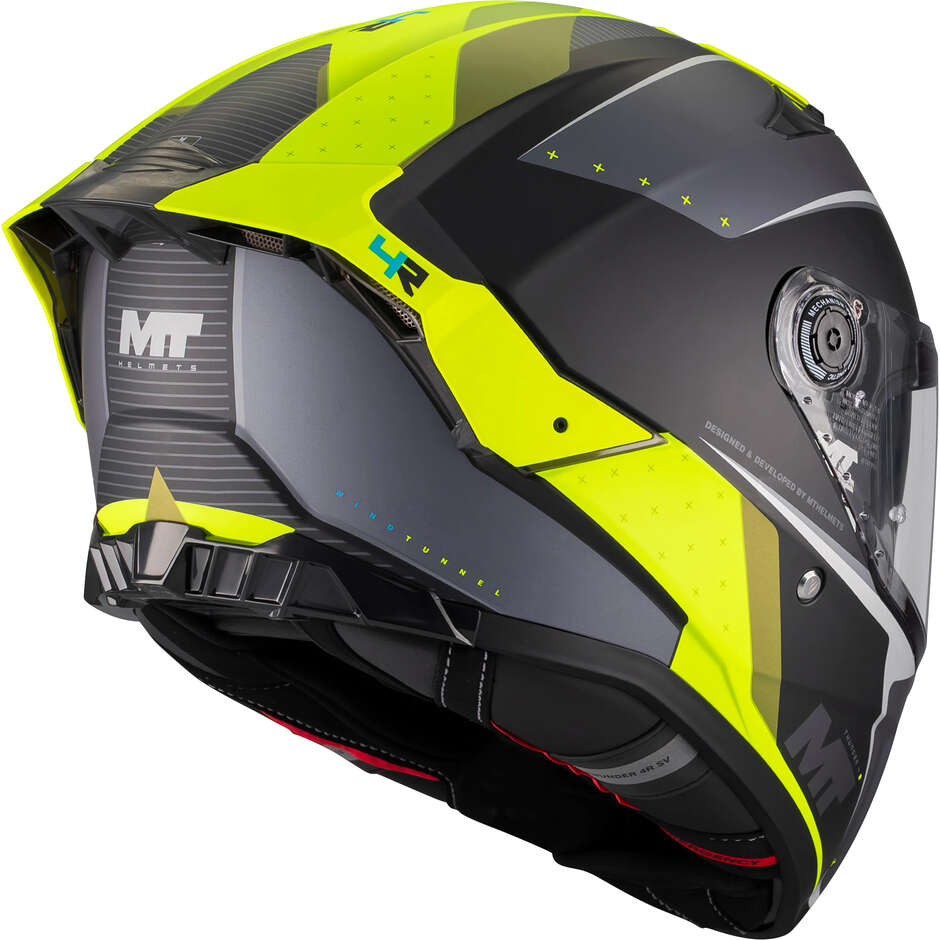 Casco Integrale MT Helmets THUNDER 4 R SV WIND TUNNEL B3 Nero Giallo Opaco