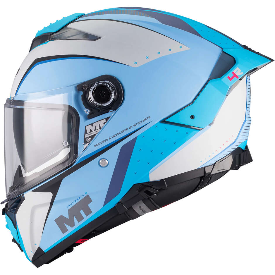 Casco Integrale MT Helmets THUNDER 4 R SV WIND TUNNEL C7 Azzurro Grigio Opaco