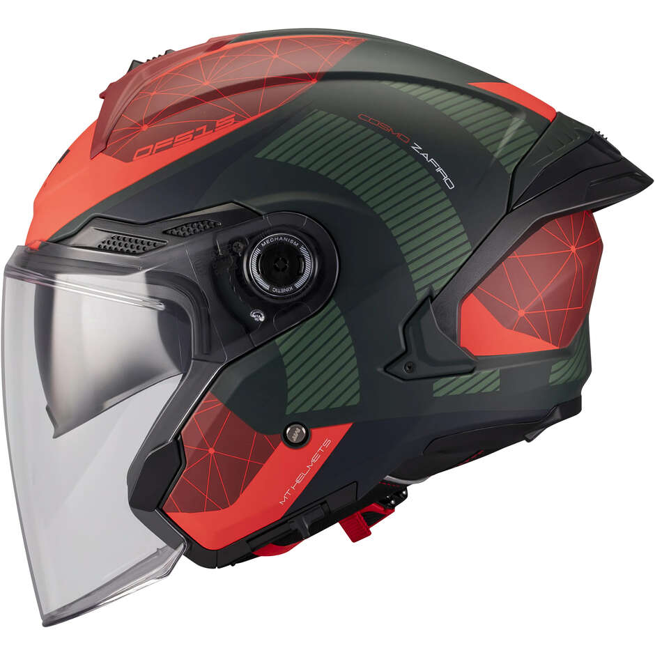 Casco Jet MT Helmets COSMO SV ZAFIRO C16 Verde Rosso Opaco