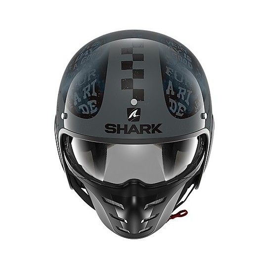 Casco Jet Retrò in Fibra Moto Shark S-DRAK 2 Tripp In Antracite Giallo Fluo