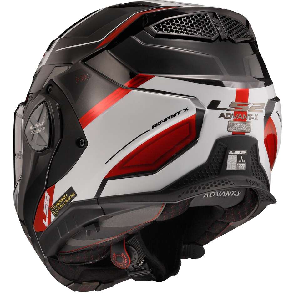 Casco Modulare In HPFC Omologato P/J Ls2 FF901 ADVANT X SPECTRUM Nero Bianco Rosso