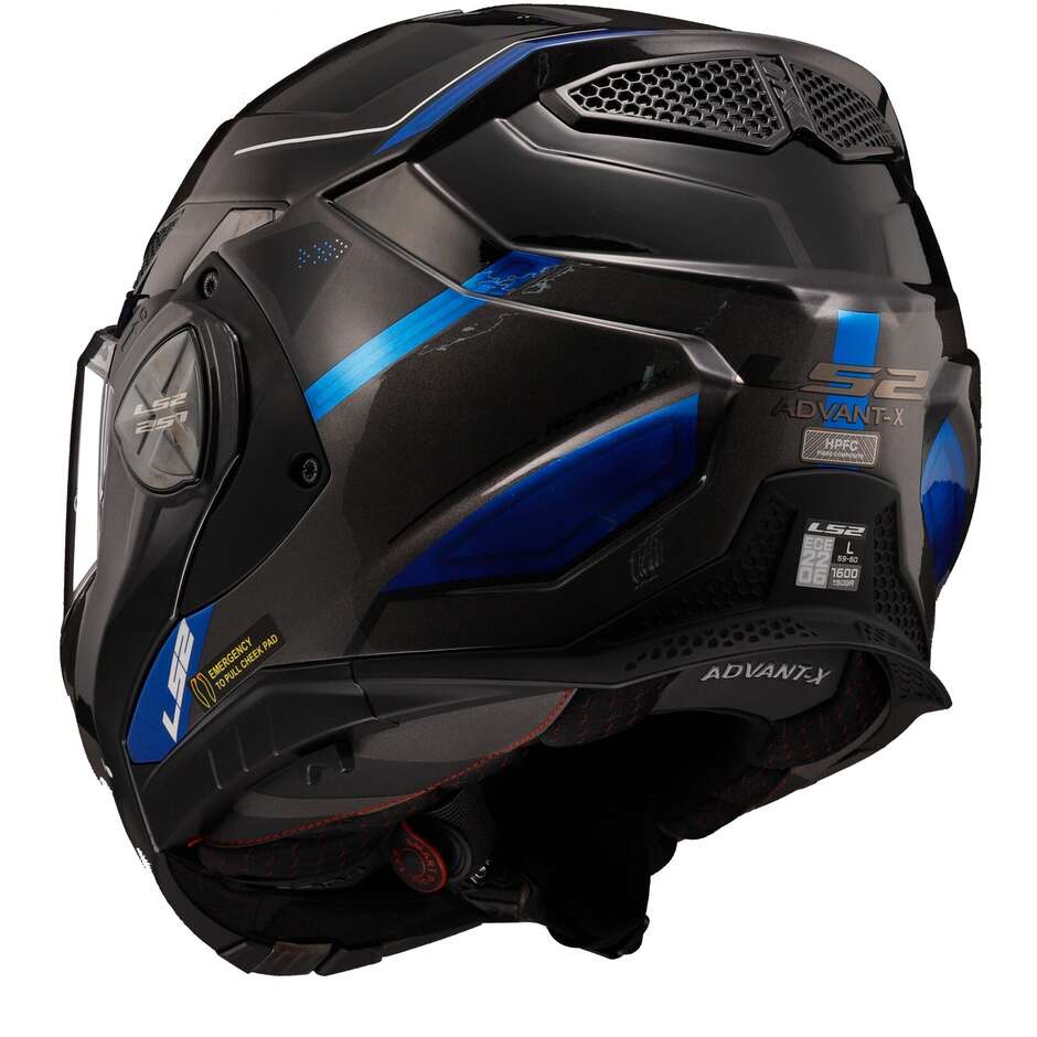 Casco Modulare In HPFC Omologato P/J Ls2 FF901 ADVANT X SPECTRUM Nero Titanio Blu