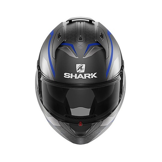Casco Modulare Mentoniera Ribaltabile Moto Shark EVO ES Yari Mat Antracite Blu Silver Opaco