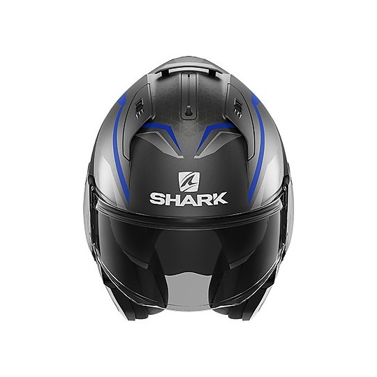 Casco Modulare Mentoniera Ribaltabile Moto Shark EVO ES Yari Mat Antracite Blu Silver Opaco
