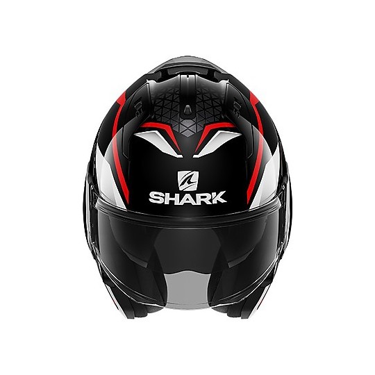 Casco Modulare Mentoniera Ribaltabile Moto Shark EVO ES Yari Nero Rosso Bianco