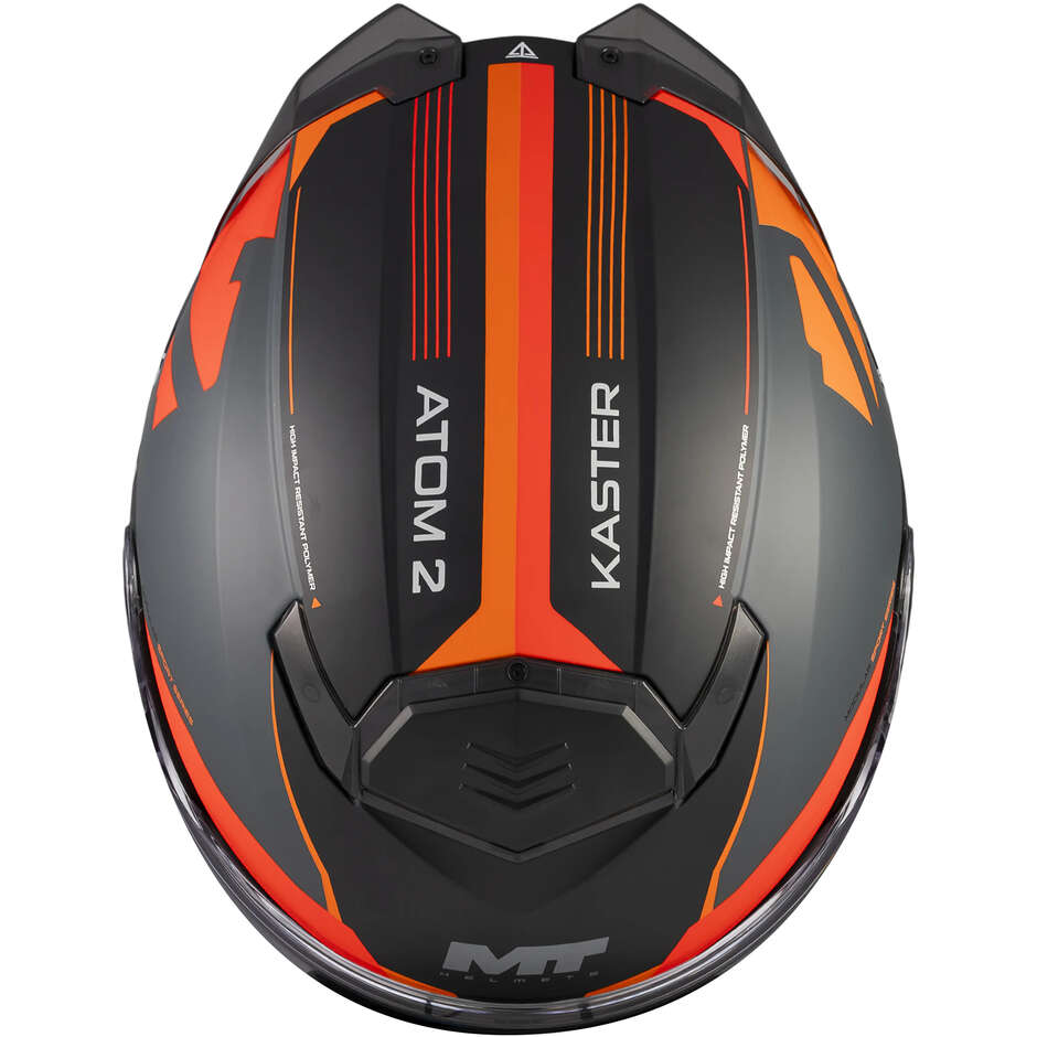 Casco Modulare MT Helmets ATOM 2 SV KASTER C14 Nero Grigio Arancione Opaco