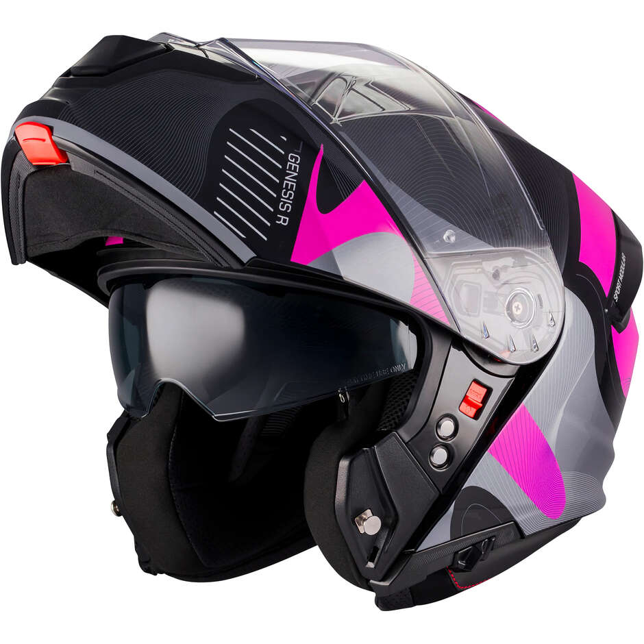 Casco Modulare MT Helmets GENESIS R SV LANCER B8 Rosa Nero Lucido