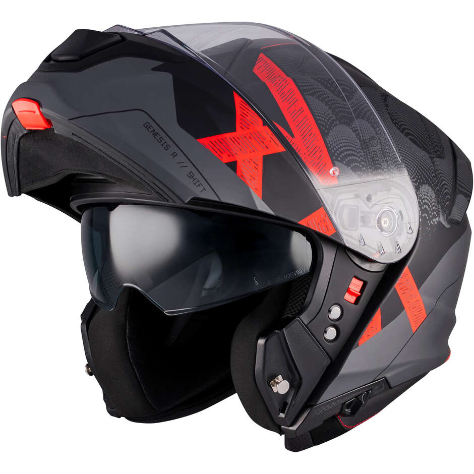 Casco Modulare MT Helmets GENESIS R SV SHIFT B15 Grigio Rosso Opaco