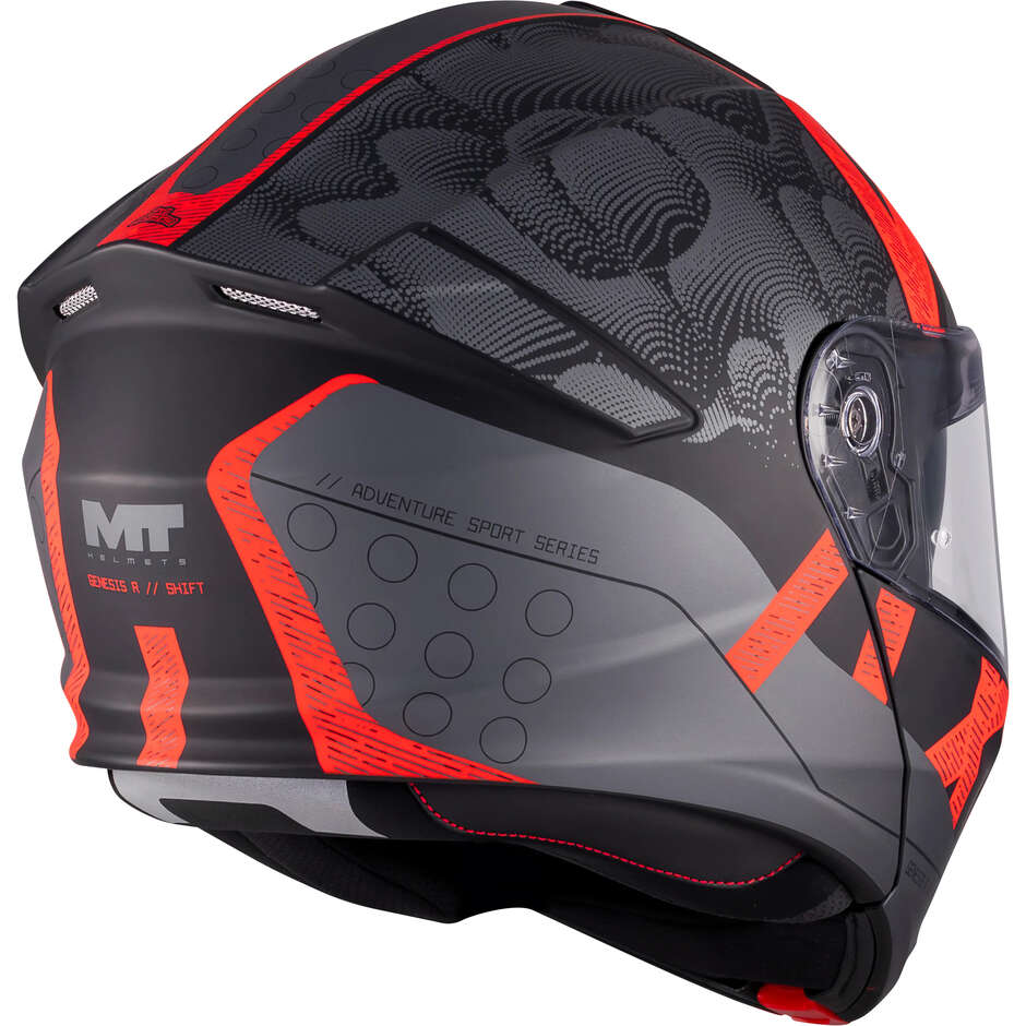 Casco Modulare MT Helmets GENESIS R SV SHIFT B15 Grigio Rosso Opaco