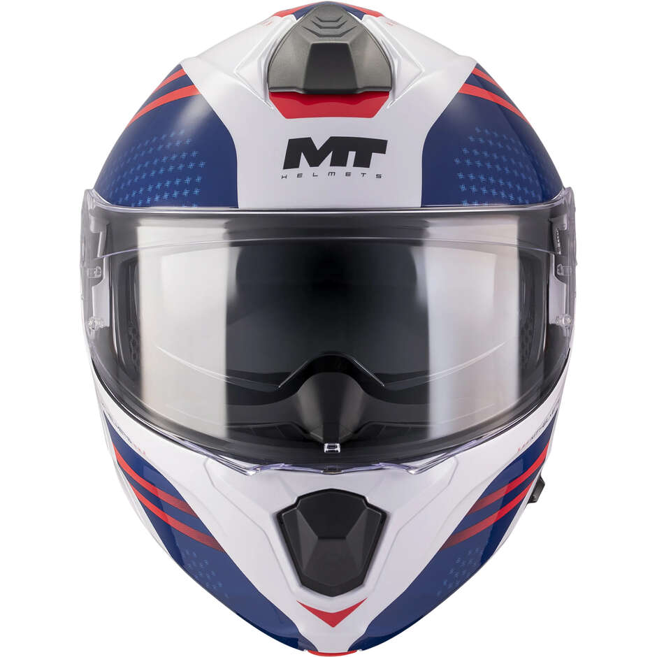 Casco Modulare MT Helmets GENESIS R SV VIBE A7 Bianco Blu Rosso Lucido