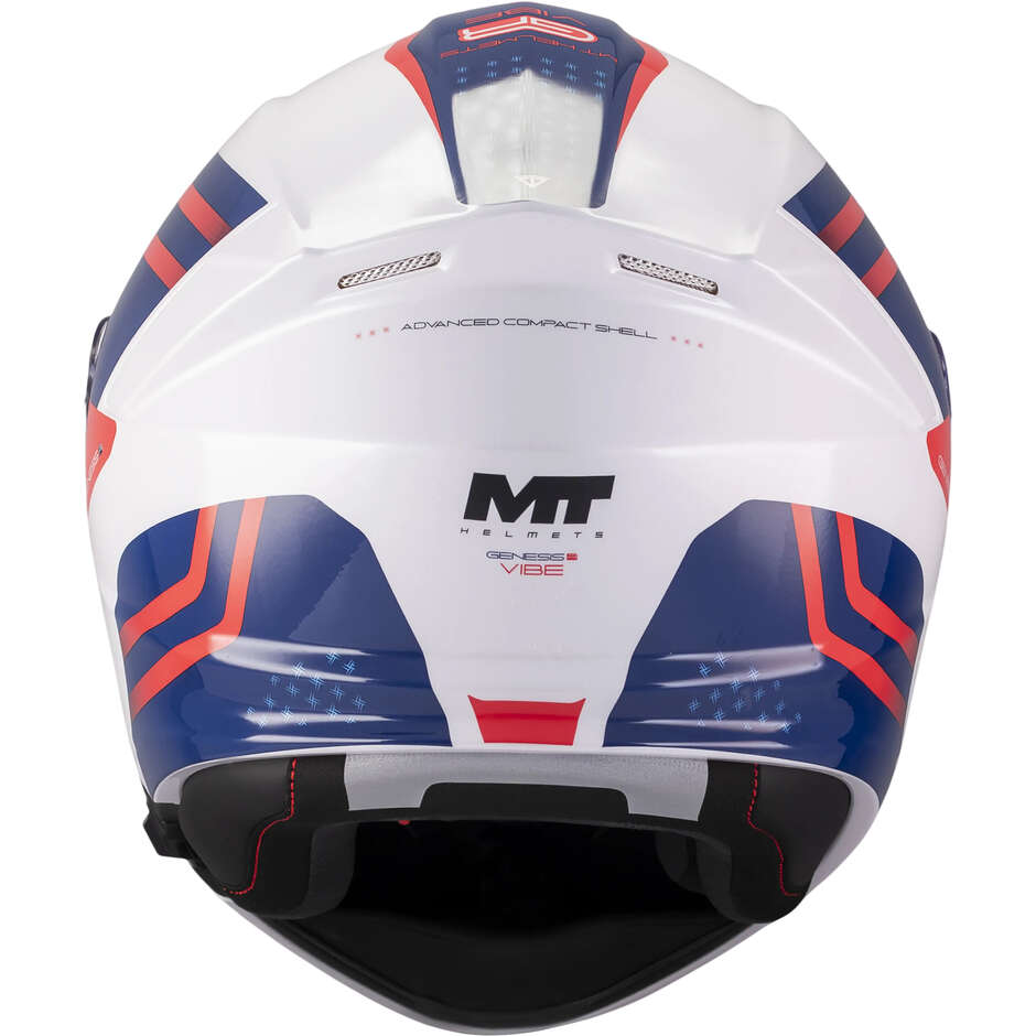 Casco Modulare MT Helmets GENESIS R SV VIBE A7 Bianco Blu Rosso Lucido