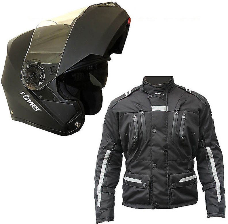 Moto 3 Doppia Giacca Casco Visera modulare Nero Opaco Romer PIU' Ewqq801zx