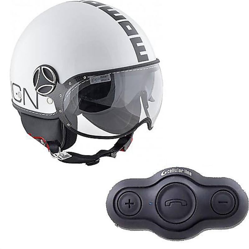 Casco momo design fighter plus 2013 doppia visiera bianco lucido