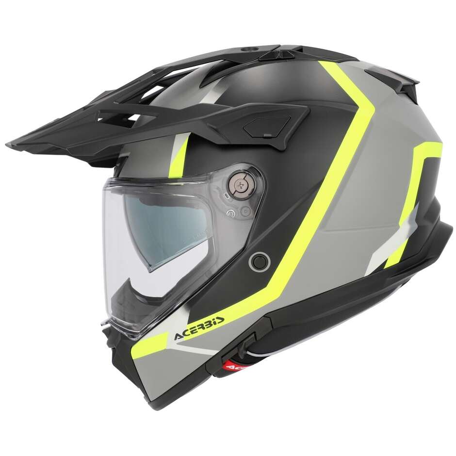 Casco Moto Adventure Acerbis Attack Multi Nero Giallo Fluo