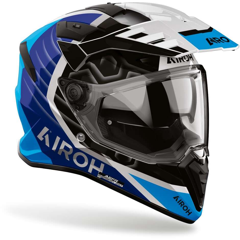Casco Moto Adventure Airoh BADX-X CUBE Blu Lucido