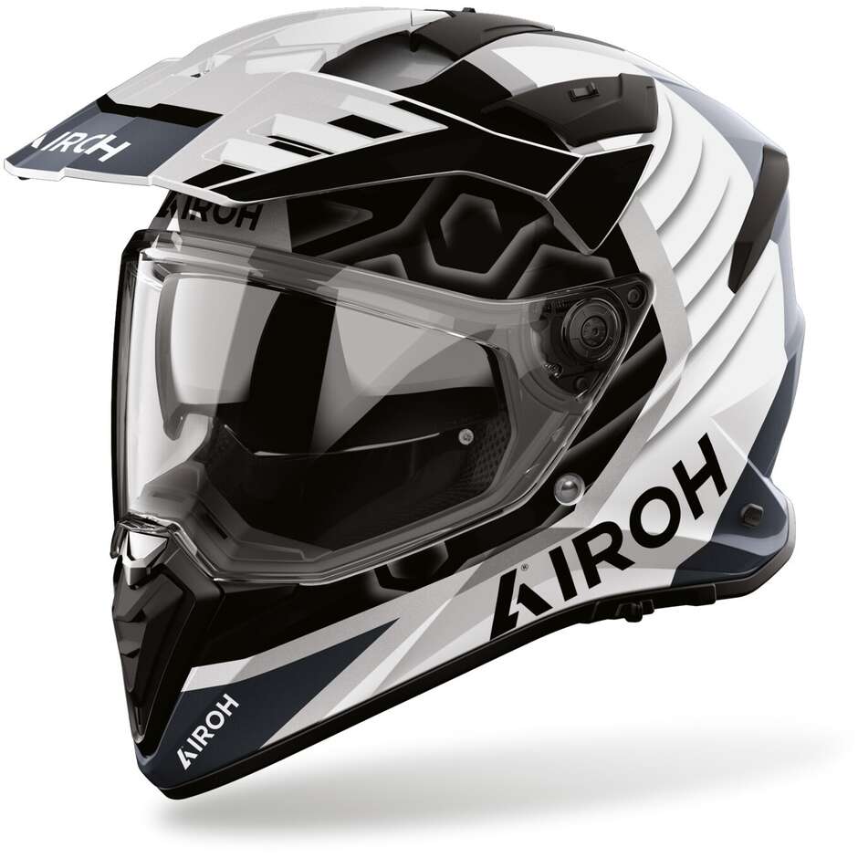 Casco Moto Adventure Airoh BADX-X CUBE Grigio Lucido