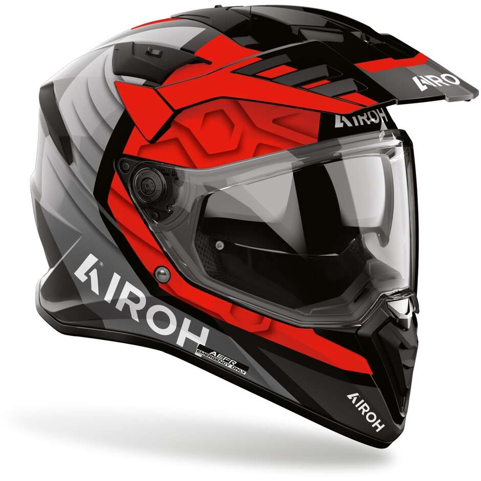Casco Moto Adventure Airoh BADX-X CUBE Rosso Lucido