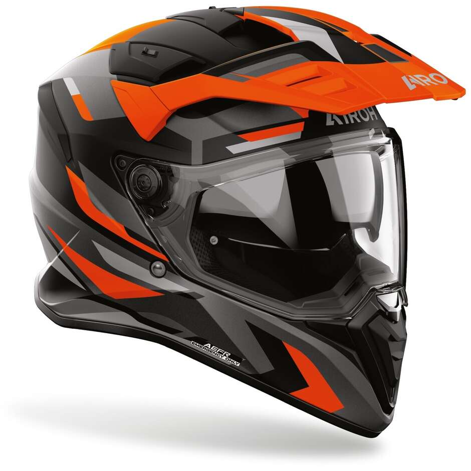 Casco Moto Adventure Airoh BADX-X GLITCH Arancio Opaco