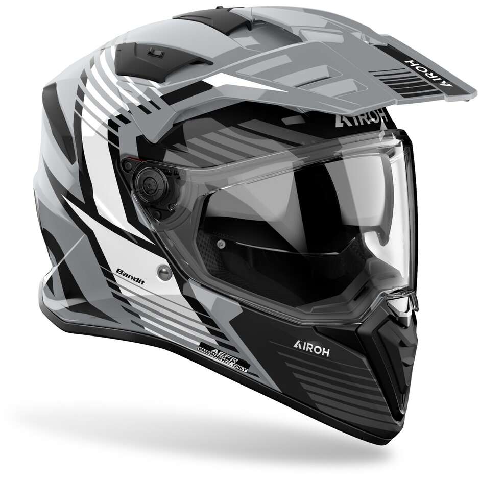 Casco Moto Adventure Airoh BANDIT SPICY Grigio Lucido