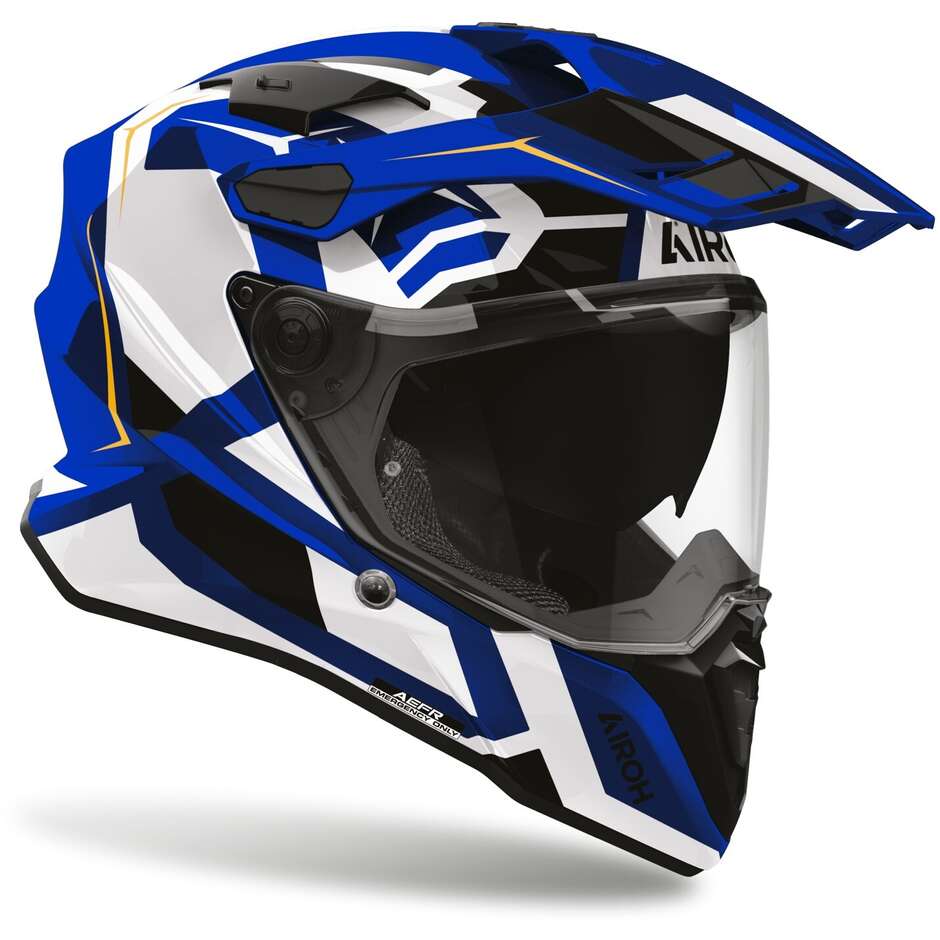 Casco Moto Adventure Airoh COMMANDER 2 POLAR Blu Lucido