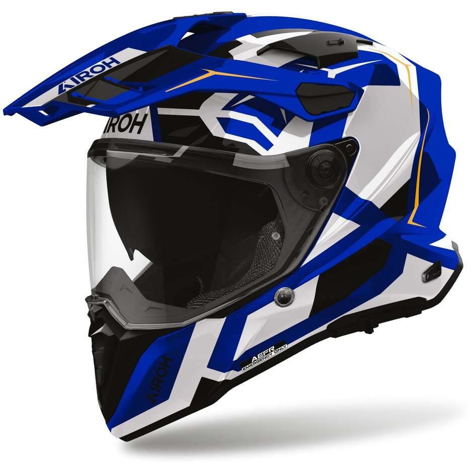 Casco Moto Adventure Airoh COMMANDER 2 POLAR Blu Lucido