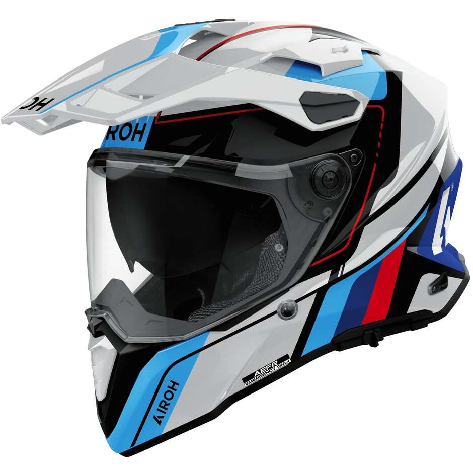Casco Moto Adventure Airoh COMMANDER 2 SKIP Bianco Rosso Lucido
