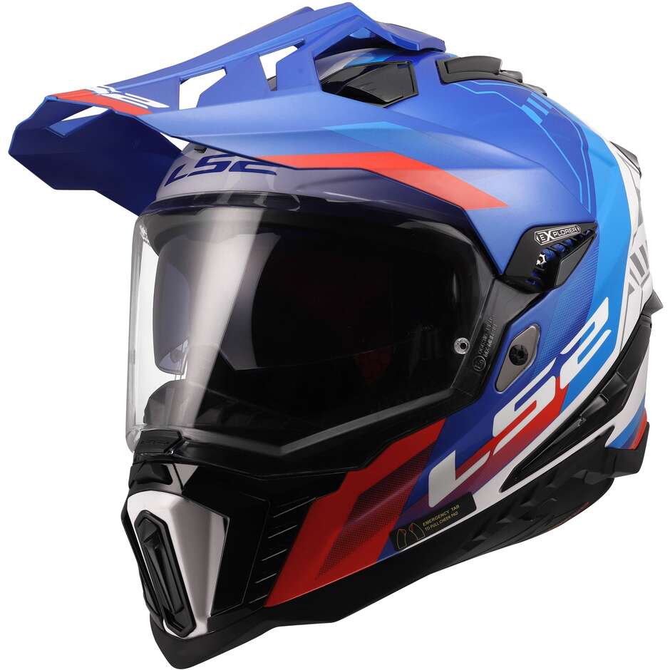 Casco Moto Adventure MX701 EXPLORER HEXA Bianco Blu Ross taglia 3X
