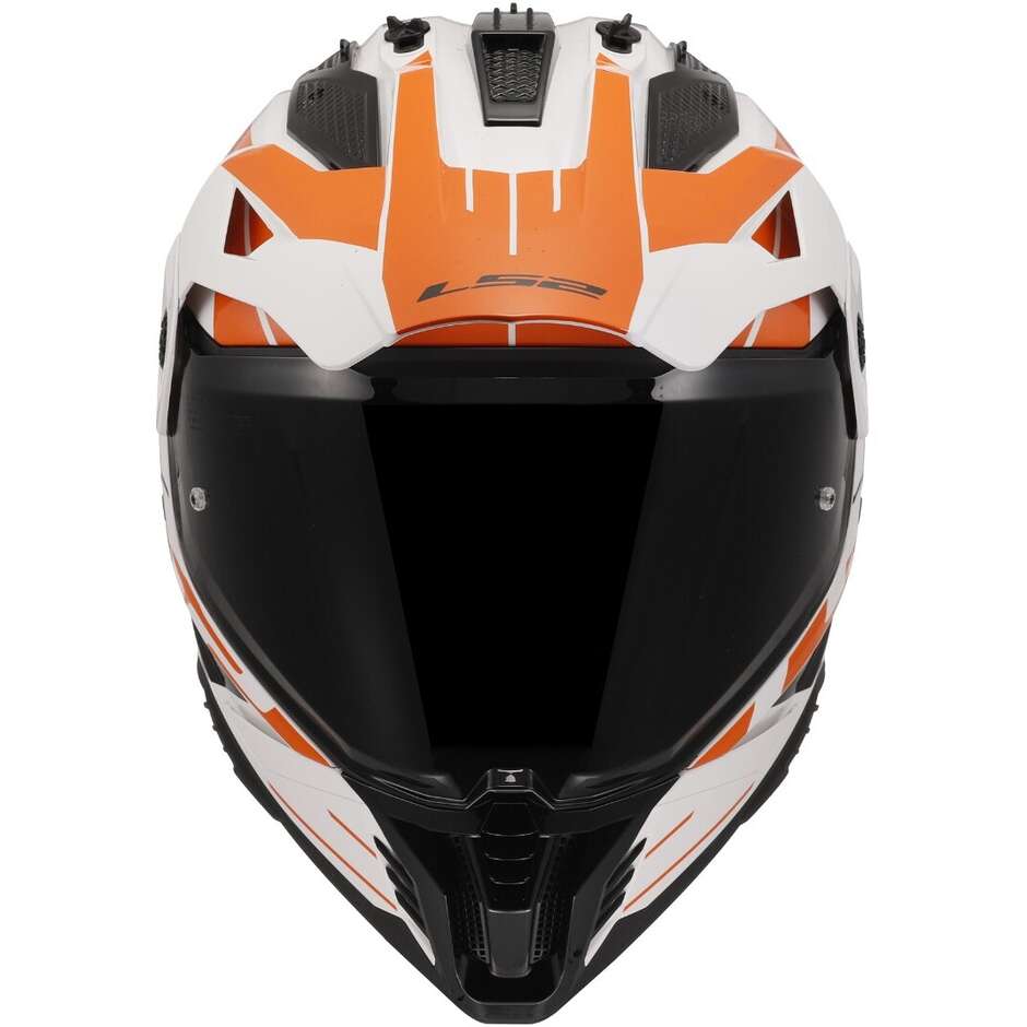 Casco Moto Adventure Ls2 MX702 PIONEER 2 NAMIB Bianco Arancio