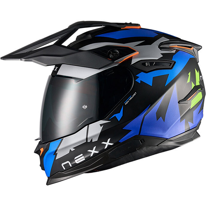 Casco Moto Adventure V.Traveler PRIMAL Nero Blu Neon taglia S