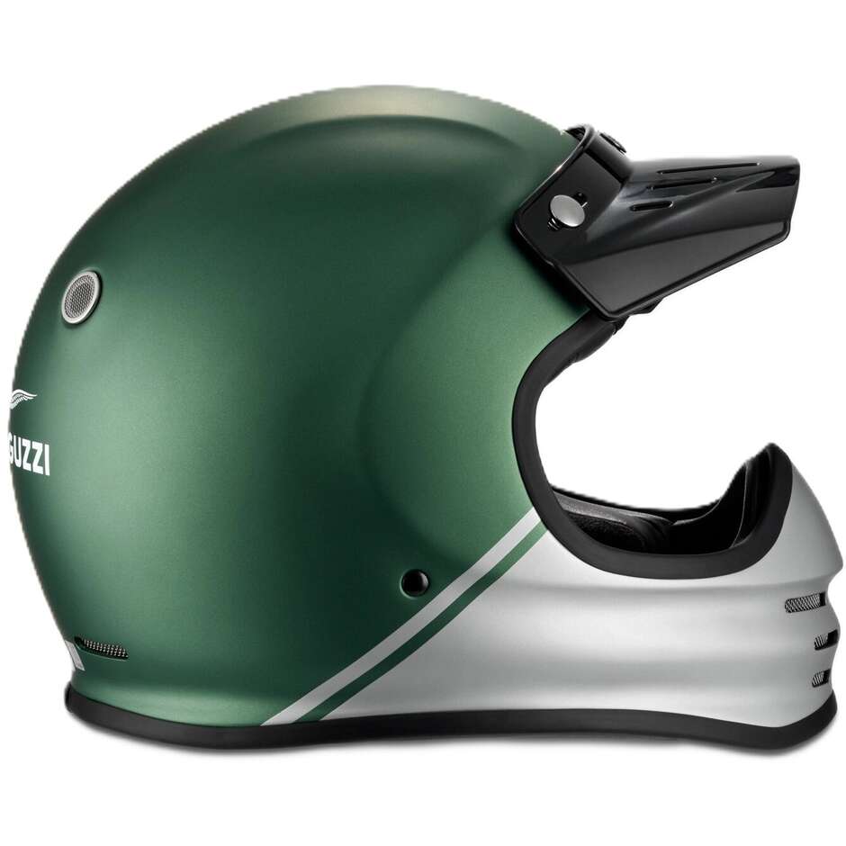 Casco Moto Adventure Vintage Moto Guzzi MG Anniversary 22.05 Verde Grigio