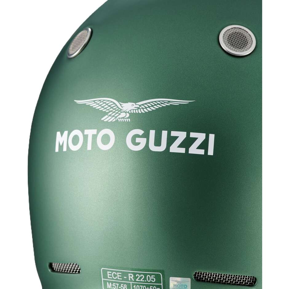 Casco Moto Adventure Vintage Moto Guzzi MG Anniversary 22.05 Verde Grigio
