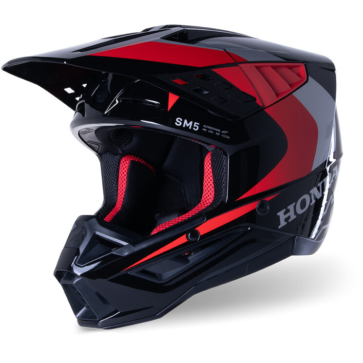 Casco Moto HONDA S-M5 ECE 22.06 Nero Rosso Lucid taglia L