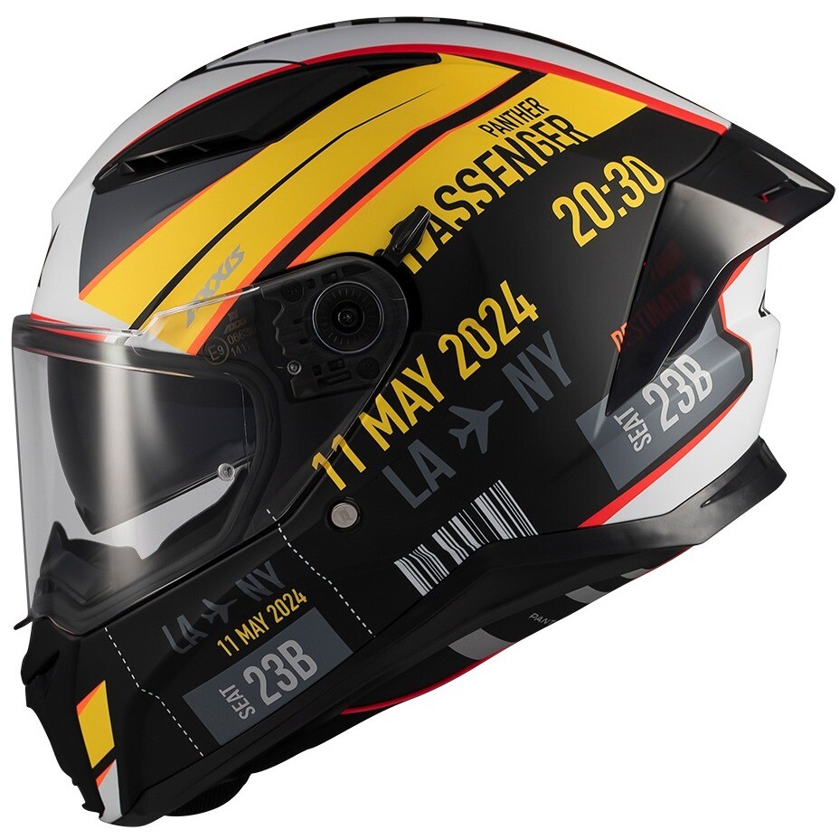 Casco Moto Axxis Integrale ff130sv Panther Sv Passenger B3 Nero Giallo