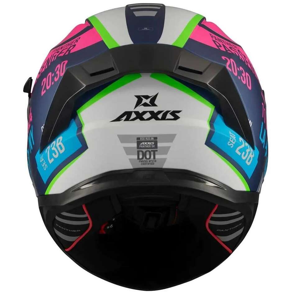 Casco Moto Axxis Integrale ff130sv Panther Sv Passenger V8 Blu Fucsia
