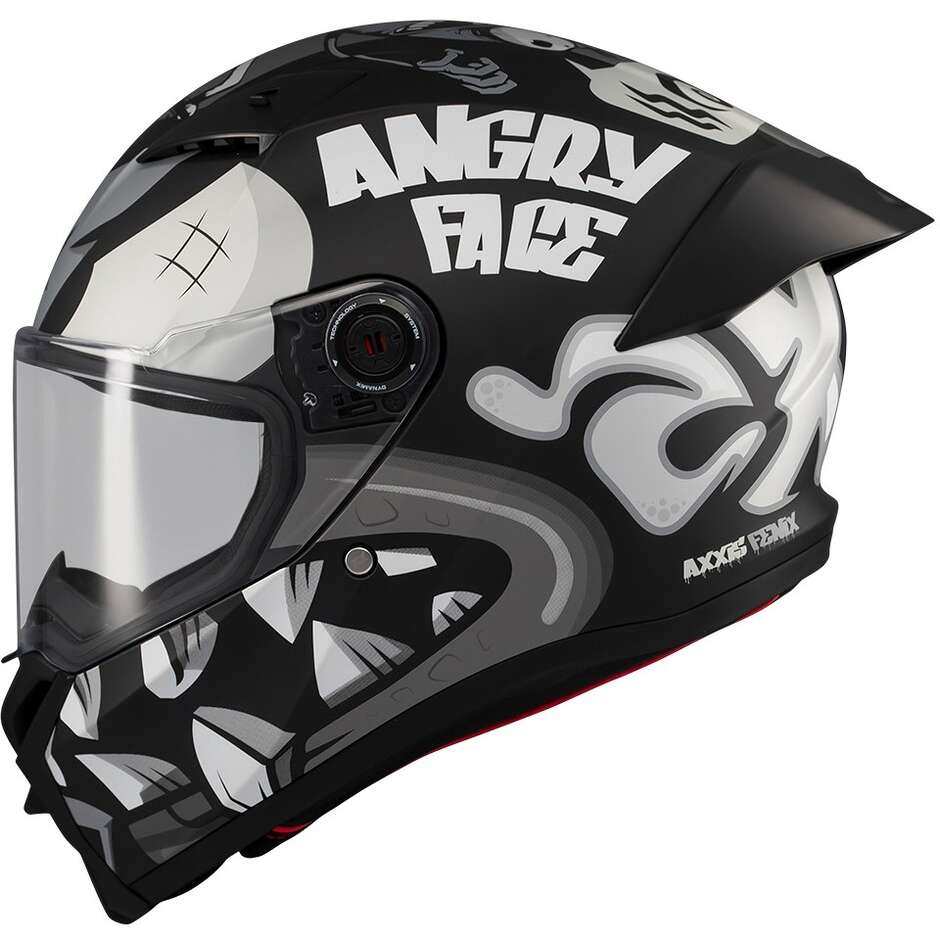 Casco Moto Axxis Integrale ff132 Fenix Angry Face B2 NEro Bianco