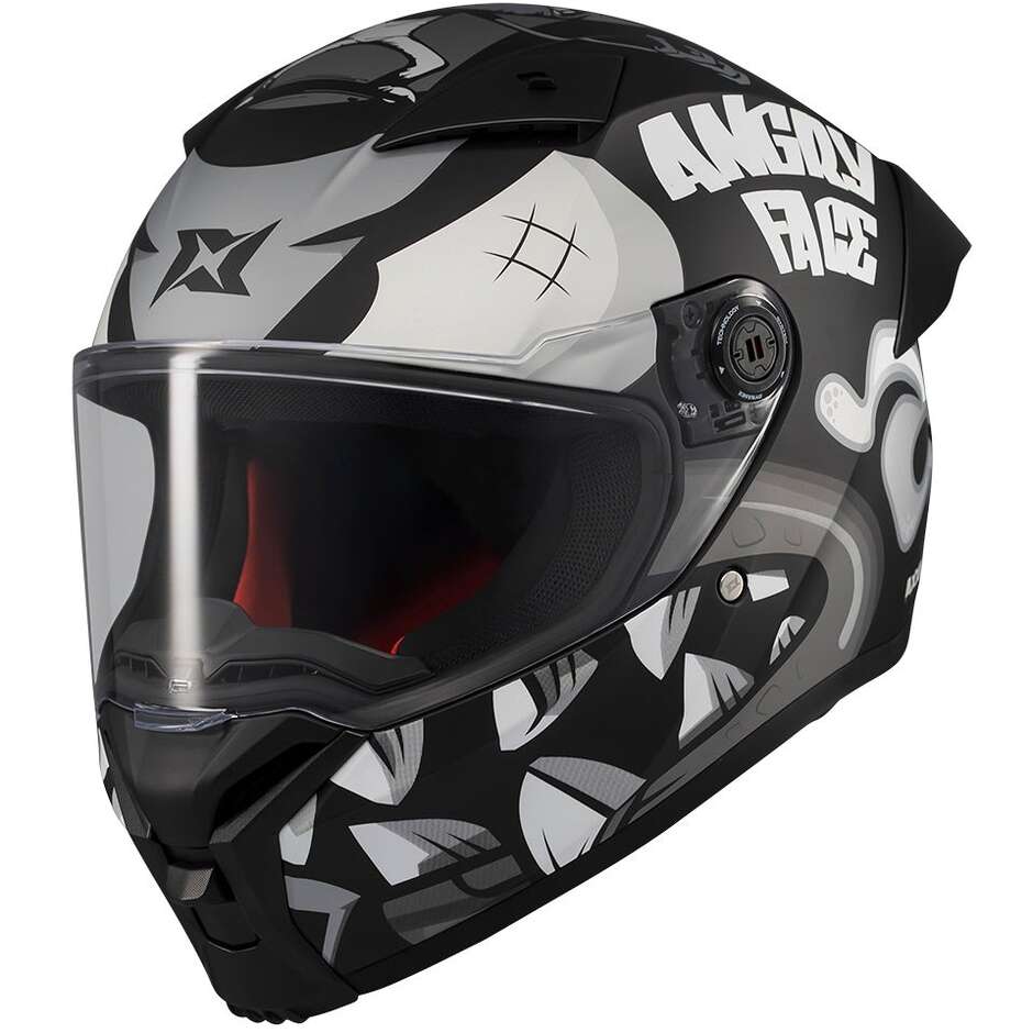 Casco Moto Axxis Integrale ff132 Fenix Angry Face B2 NEro Bianco