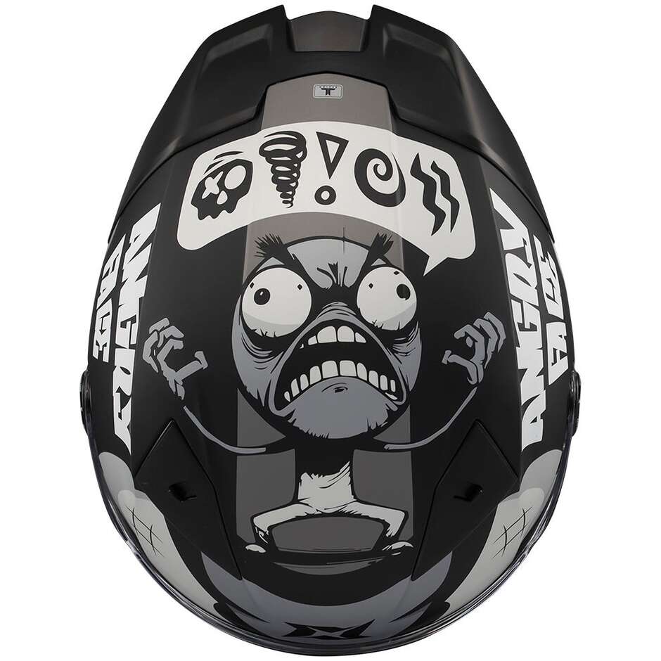 Casco Moto Axxis Integrale ff132 Fenix Angry Face B2 NEro Bianco