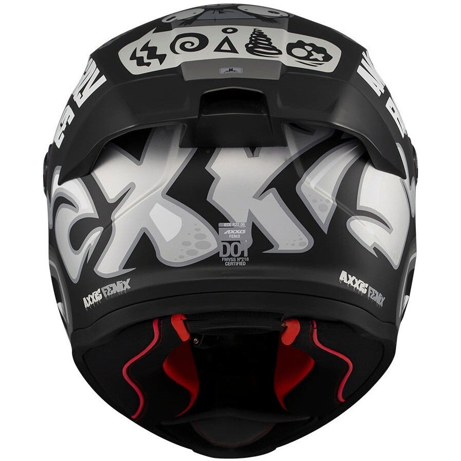 Casco Moto Axxis Integrale ff132 Fenix Angry Face B2 NEro Bianco