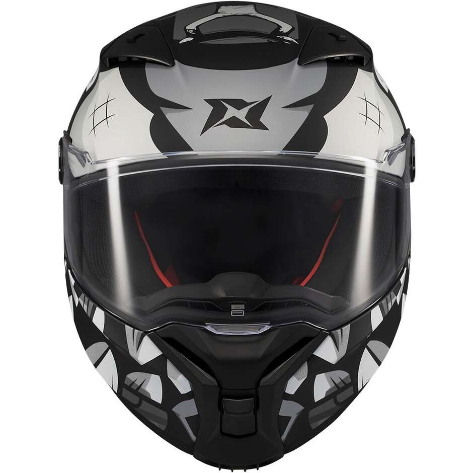 Casco Moto Axxis Integrale ff132 Fenix Angry Face B2 NEro Bianco