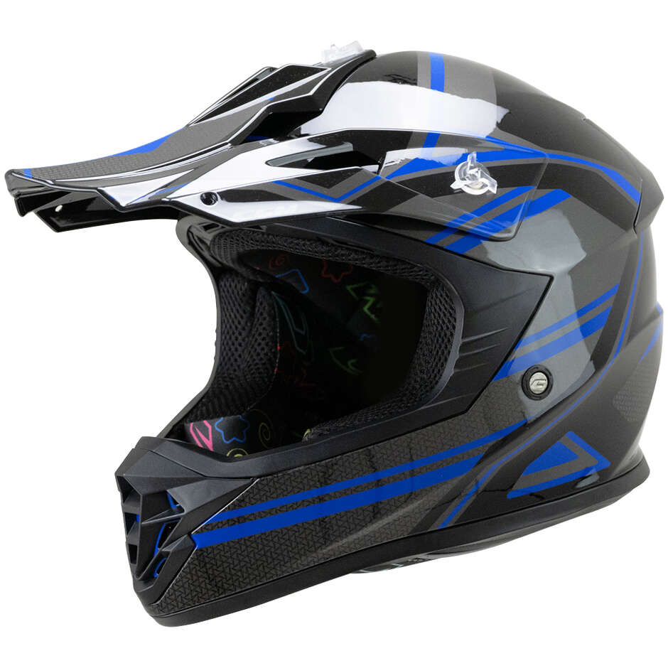 Casco Moto Bambino Cross CGM 267G DIRT-X FURY Nero Grigio Blu