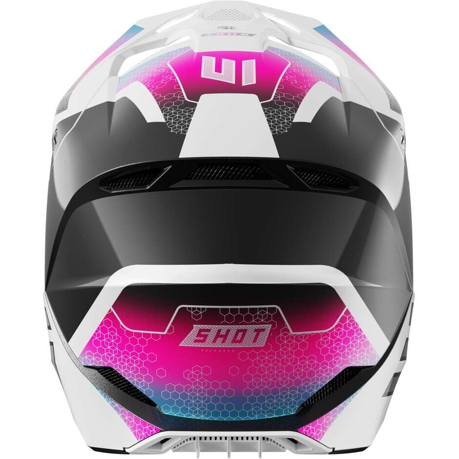 Casco Moto Bambino Cross Enduro Shot FURIOUS KID PHASER Nero Blu Rosa Perla