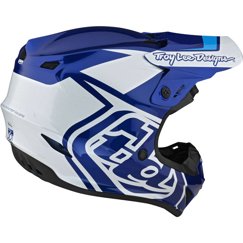 Casco Moto Bambino Cross Enduro Troy Lee Designs GP OVERLOAD Blu Bianco