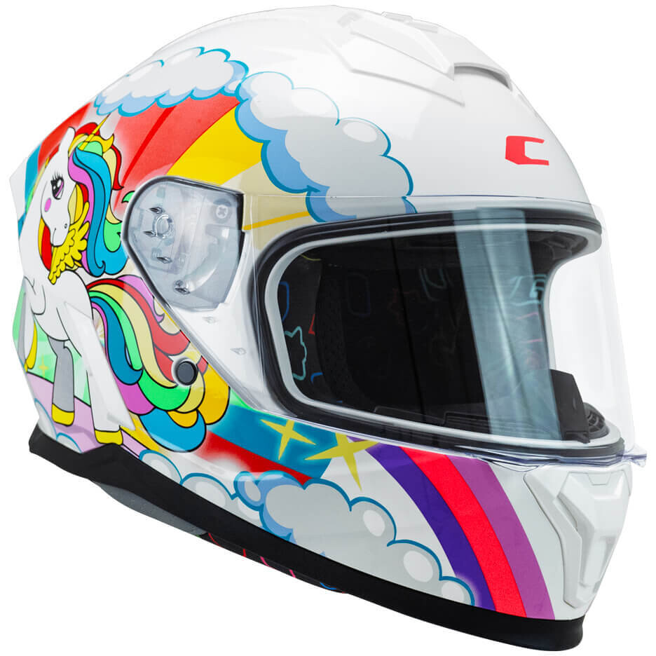Casco Moto Bambino Integrale CGM 265D MICRO DREAMS Bianco Fucsia Celeste