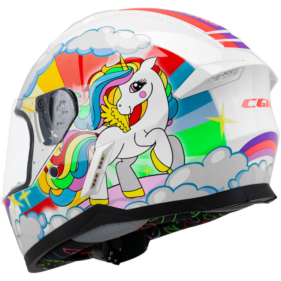 Casco Moto Bambino Integrale CGM 265D MICRO DREAMS Bianco Fucsia Celeste