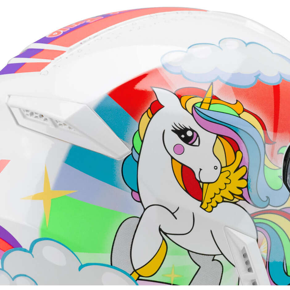 Casco Moto Bambino Integrale CGM 265D MICRO DREAMS Bianco Fucsia Celeste