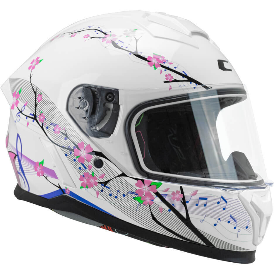 Casco Moto Bambino Integrale CGM 265M MICRO MUSIC Bianco Rosa