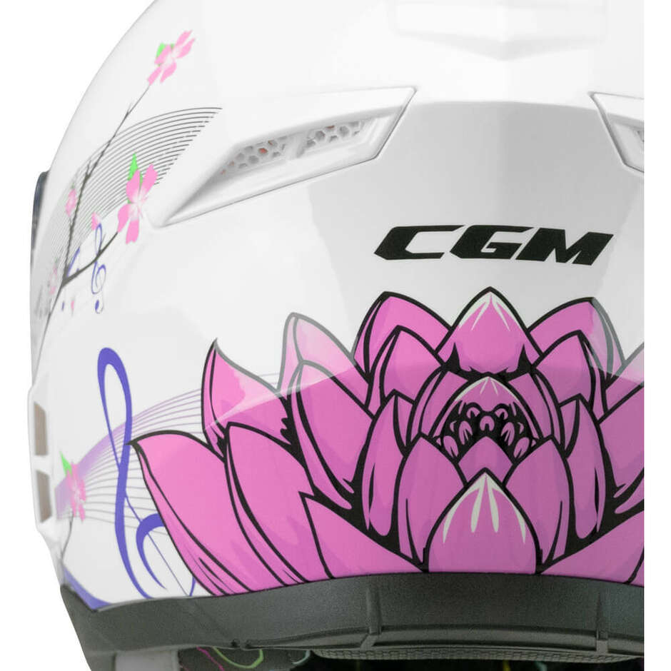 Casco Moto Bambino Integrale CGM 265M MICRO MUSIC Bianco Rosa