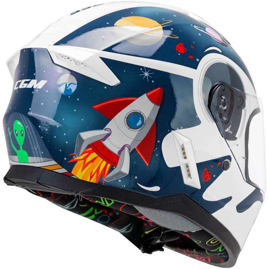 Casco Moto Bambino Integrale CGM 265S MICRO SPACE Blu Bianco
